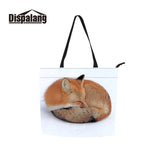 Animal Fox Pattern Canvas Shopper Shoulder Bag