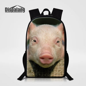 Pig Head Print School Backpack Shoulder Bag for Teenagers