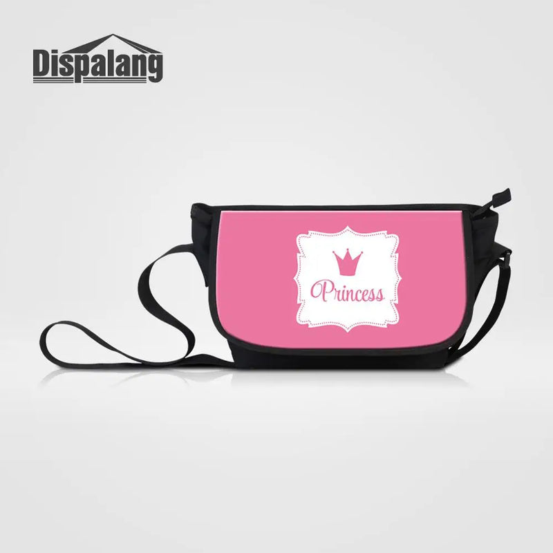 Princess Crown Prints Canvas Messenger Bag for Teen Girls
