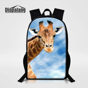 Giraffe Printing Schoolbag Large Capacity Backpack for Teenagers Girls Boys