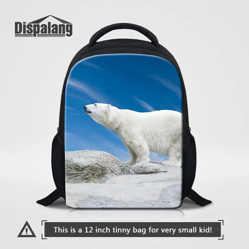 Animal Polar bear Print Mini Backpack for Kids, School Bag for Kindergarten
