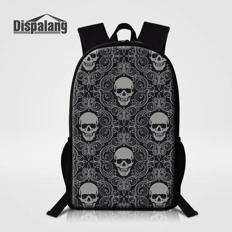 Striped Skull Printed School Bags Stylish Men Women Backpacks