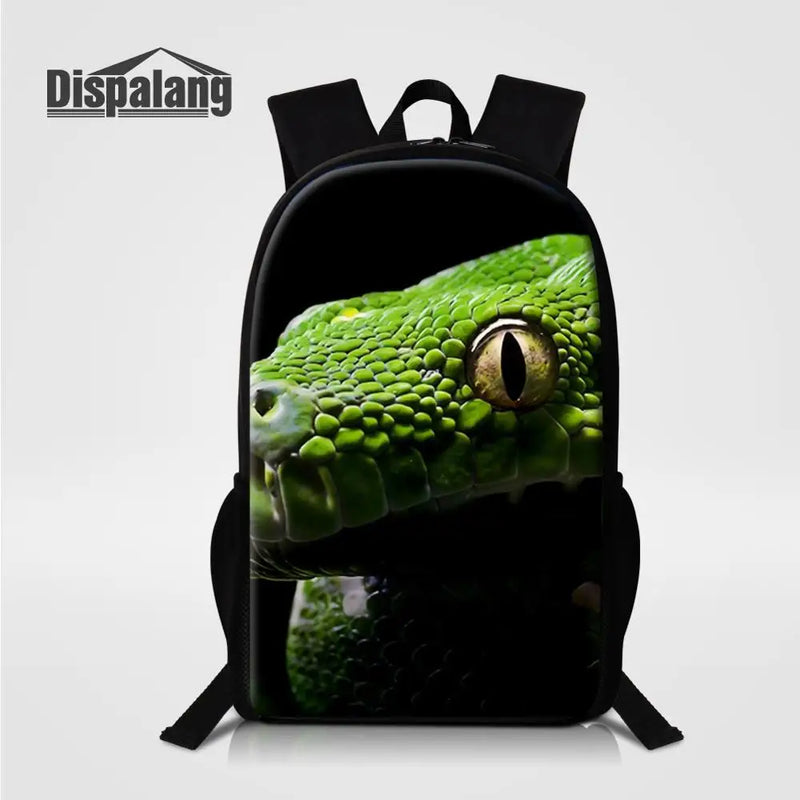 Animal Snake Print School Backpack for Men Women Kids Travel Bags