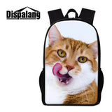 Cat Printing Backpack School Bag Girl Bookbags 16 Inch Women Shoulder Bags