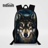 Wolf Print Backpack Men Women Mochila Lightweight School Bags Kids sac a dos