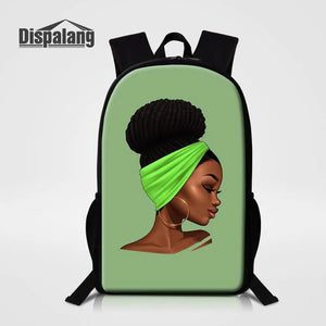 African Girls Print Backpack 16 Inch School Bag Mochila Feminina