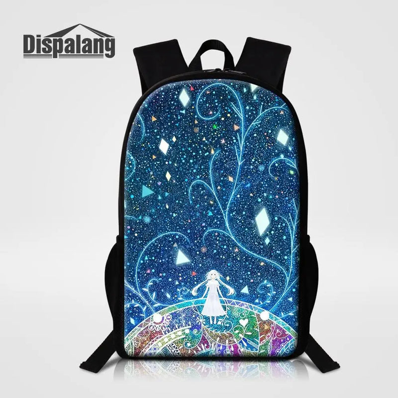 Circle Print Backpack Women Bag College Student School Bag