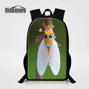 Animal Insect Printing Backpack Kids Boys School Bag Mochila Feminina