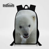 Polar Bear Print Backpack Vintage Style School Bag