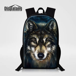 Wolf Animal Print Backpack Large Capacity Student School Bag
