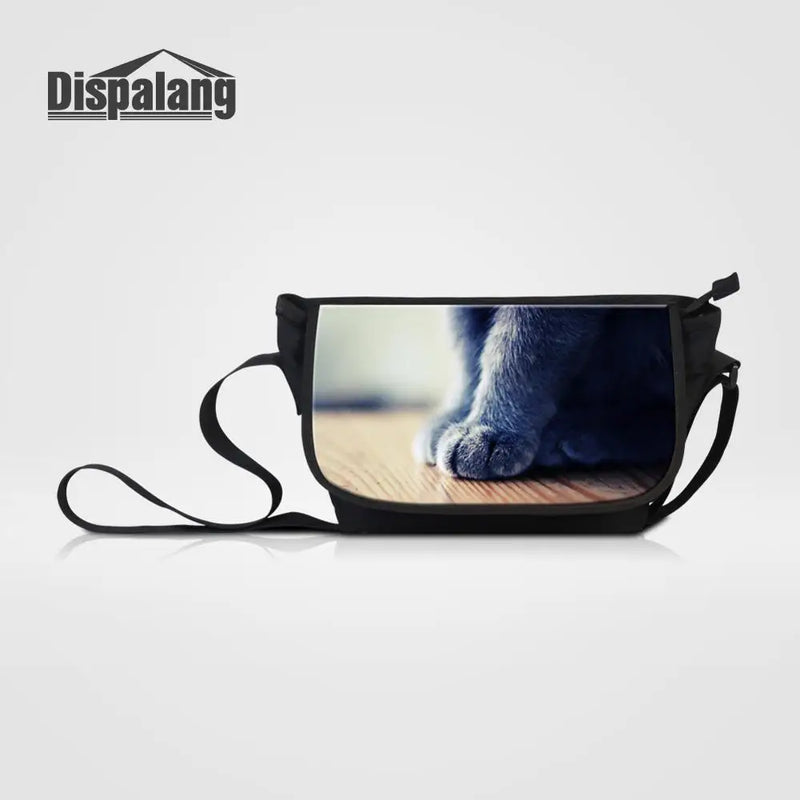 Cat Animal Print Crossbody Messenger Bag Canvas Shoulder Bag