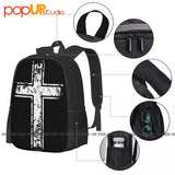 Distressed Cross Religion Christian Catholic Backpack Large Capacity
