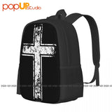 Distressed Cross Religion Christian Catholic Backpack Large Capacity