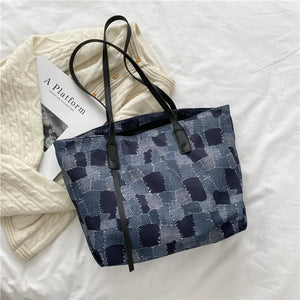 Distressed Denim Shoulder Bags Retro Panelled Underarm Harajuku