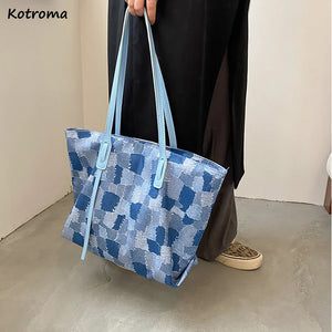 Distressed Denim Shoulder Bags Retro Panelled Underarm Harajuku