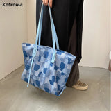 Distressed Denim Shoulder Bags Retro Panelled Underarm Harajuku