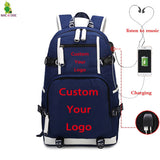 Canvas USB Charging Backpack Laptop Travel Bag Casual Large Capacity
