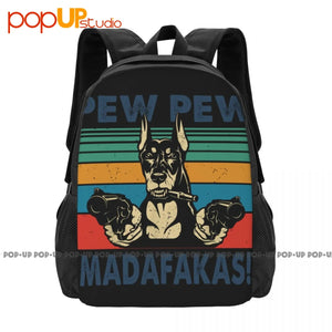 Doberman Dog Gangster Gun Backpack Shoe Bag Gymnast Bag Travel