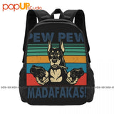 Doberman Dog Gangster Gun Backpack Shoe Bag Gymnast Bag Travel