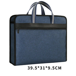 Canvas Zipper Document Bag A4 Multi-layer Portable Business Briefcase
