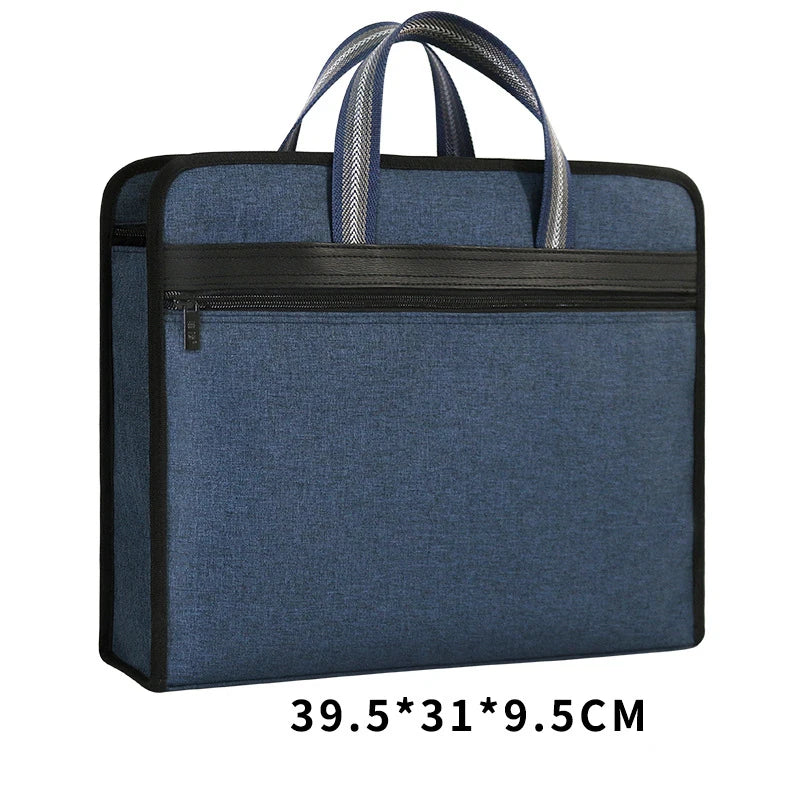 Canvas Zipper Document Bag A4 Multi-layer Portable Business Briefcase