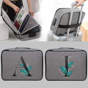 Leaf Print Document Storage Bag Organizer with Lock