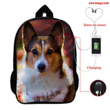 3D Printing Women Girls Backpack Dog Print Bags Rucksack Mochila Sac A Dos
