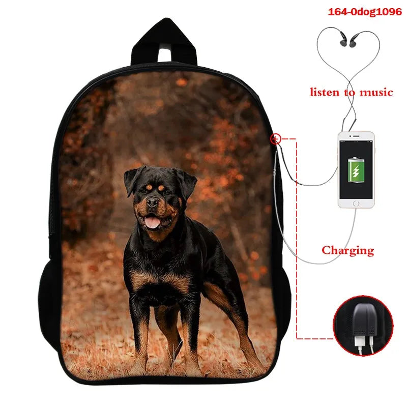 3D Printing Women Girls Backpack Dog Print Bags Rucksack Mochila Sac A Dos