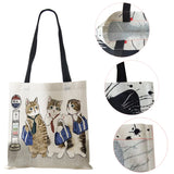 Dog Cartoon Shoulder Bag Vintage Women Reusable Canvas Tote Bag