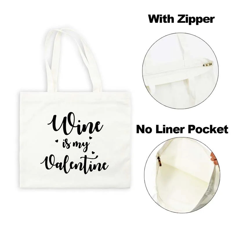 Dog Mother Wine Lover Print T Shirt Women Canvas Bag