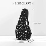 Dog Paw Prints Bones Sling Backpack, Crossbody Shoulder Bag for Sport Hiking