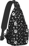 Dog Paw Prints Bones Sling Backpack, Crossbody Shoulder Bag for Sport Hiking