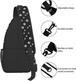Dog Paw Prints Bones Sling Backpack, Crossbody Shoulder Bag for Sport Hiking