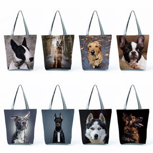 Dog Printed Women Handbags Animal Tote Shoulder Bags
