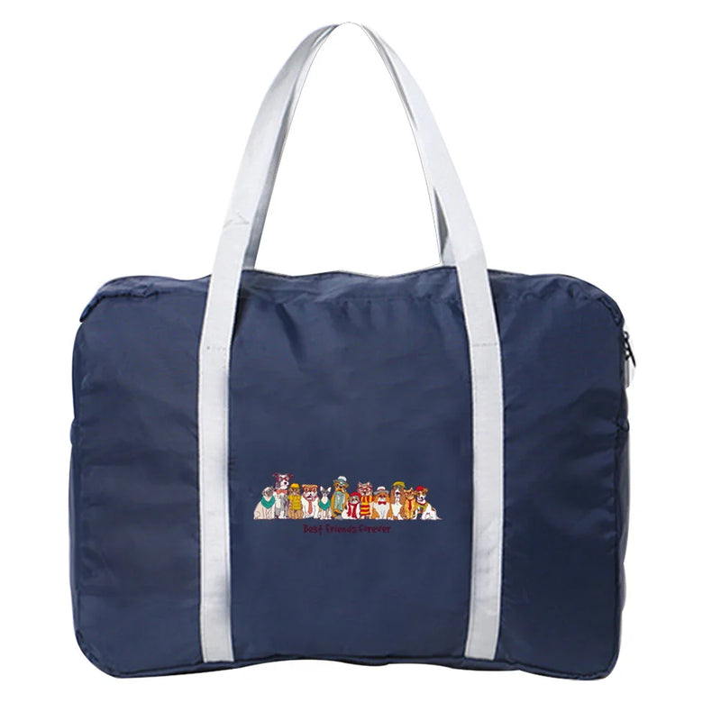 Dog Print Foldable Travel Bag Large Capacity Water Resistant Handbag