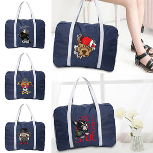Dog Print Foldable Travel Bag Large Capacity Water Resistant Handbag