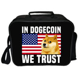 Dogecoin Anime Picnic Bag Insulated Canvas Lunch Bags for Women
