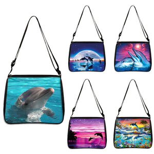Dolphin Print Ladies Handbag Eco Reusable Shoulder Bag