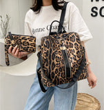 Domil Women Leopard Diaper Backpack with Purse Waterproof Larger Capacity