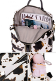 Domil Women Leopard Diaper Backpack with Purse Waterproof Larger Capacity