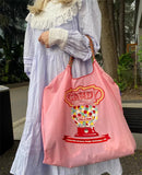 Donut Pattern Women Travel Tote Handbag Large Shopping Bags Cartoon Embroidery