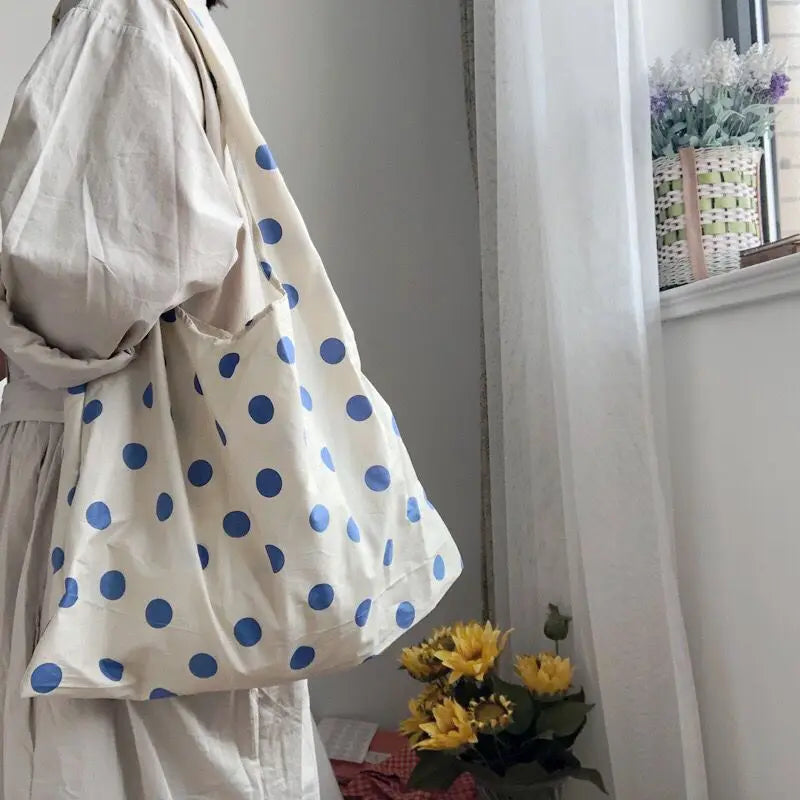 Dot Shoulder Bags Women Daily All-match Underarm Portable Folding Handbags Large