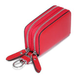 Double Deck Car Key Case Leather Cowhide Large Capacity Storage Key Wallet
