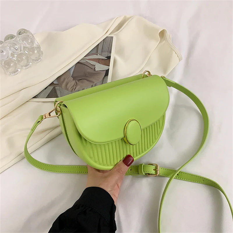 Double Face Small Shoulder Bags for Women Pressure Shell Leather Crossbody Bag