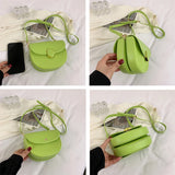 Double Face Small Shoulder Bags for Women Pressure Shell Leather Crossbody Bag