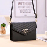 Double Heart Decor Small Square Bag for Women Mini Shoulder Bag