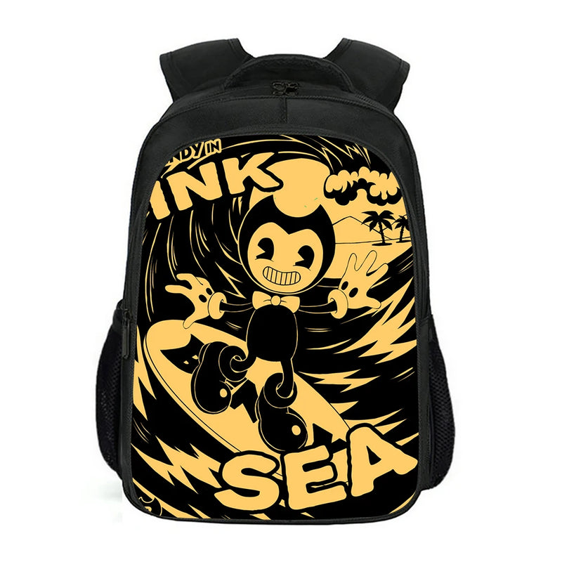 Double Layer Backpack Bendy Pattern Kids Backpack Cartoon School Bag