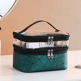 Double Layer Transparent Cosmetic Bag Large Capacity Travel Storage Box
