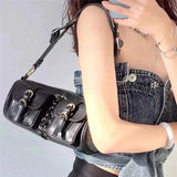 Double Pocket Women Shoulder Bag PU Leather Clutch Purse Handbags