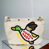 Double Print Duck Canvas Backpack Khaki Snap-fastener Bag